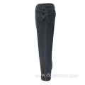 Custom Embroidered Pattern Straight Black Denim Pants